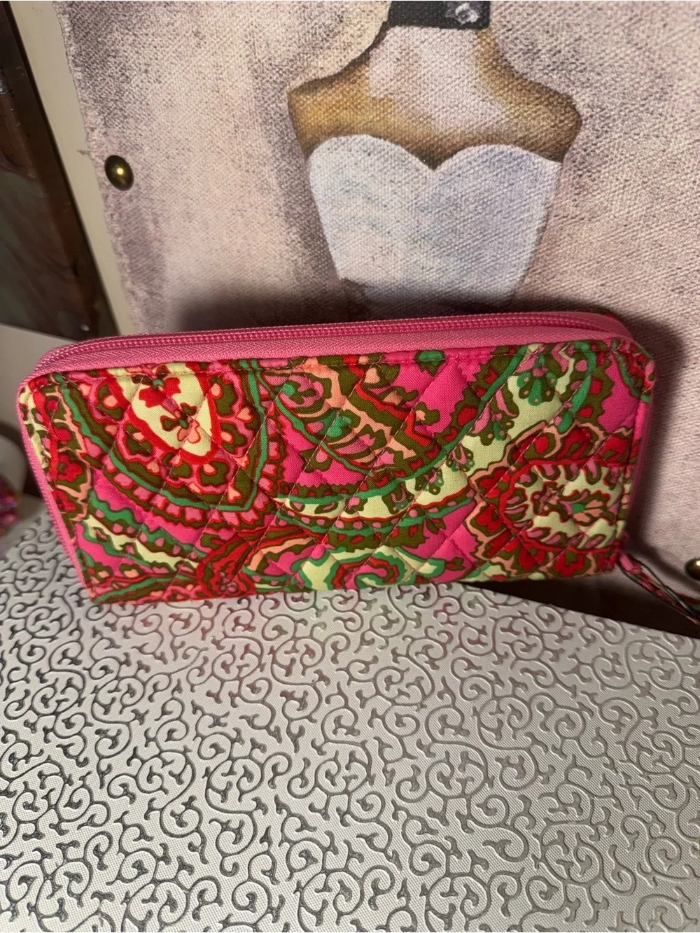 Vera Bradley Pink Floral Quilted Continental Wallet NWT